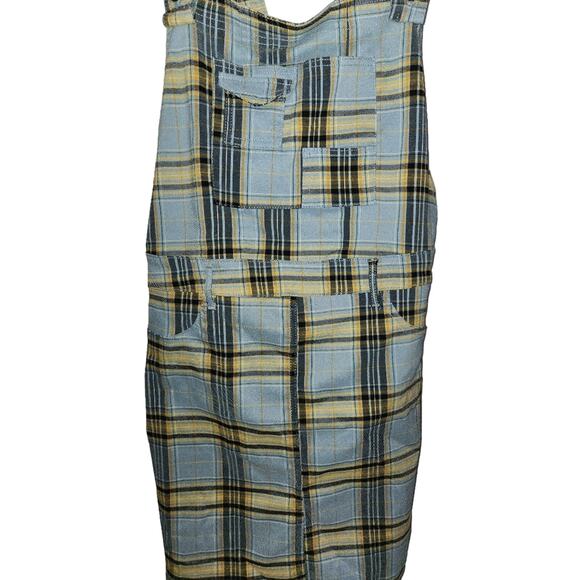 Like An Angel Plaid Overall‎ Dress Women's Extra Large Blue Yellow Casual - Picture 8 of 8